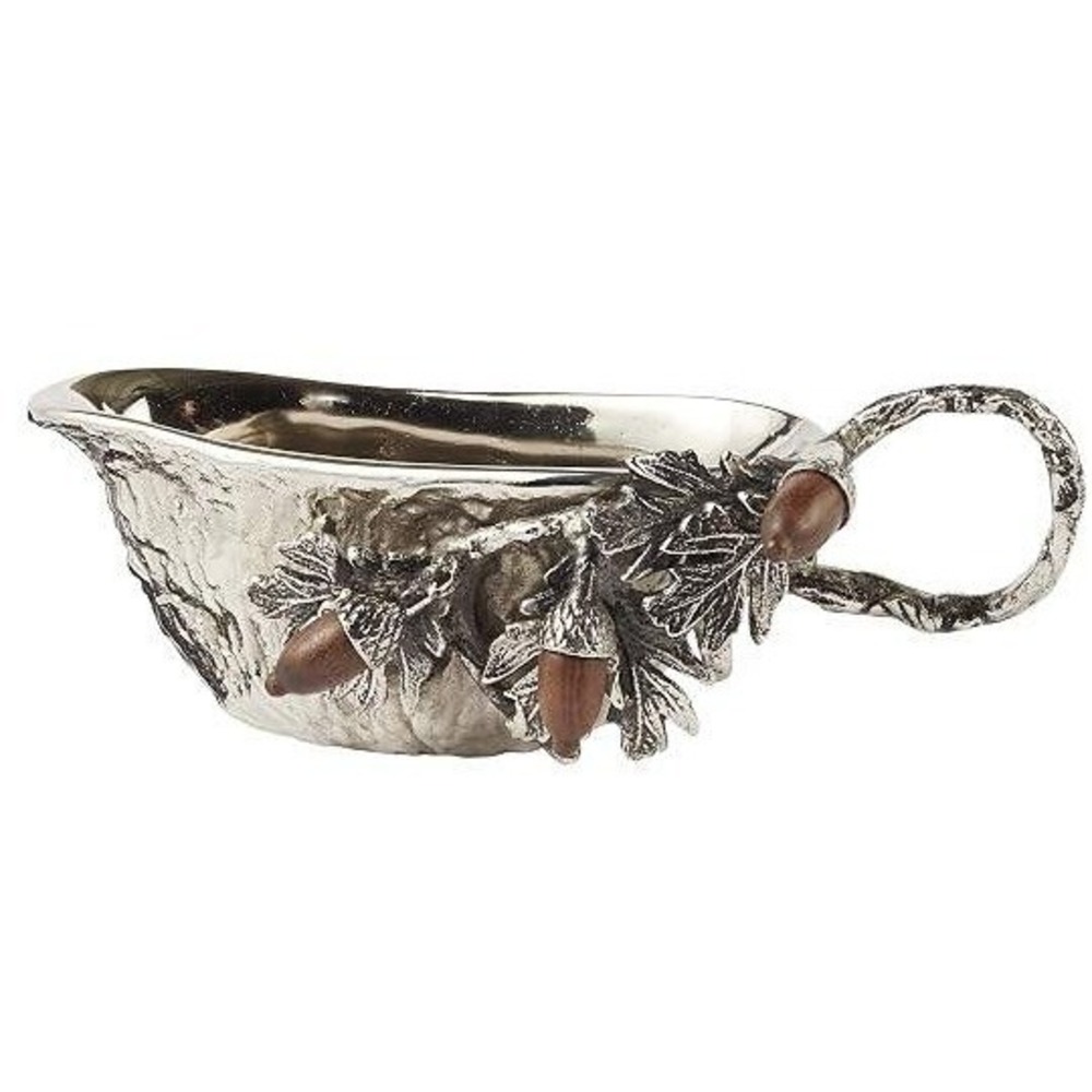Mud Pie Serveware Acorn Metal Gravy Boat Silver Holiday Thanksgiving Dish One Sz